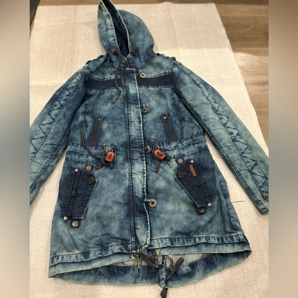 [S] Khujo Bleached parka with Hoodie in Tie Dye denim blue - Picture 5 of 15